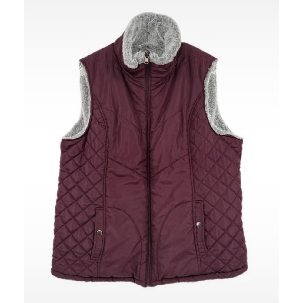 Chebella Purple & Gray Reversible Faux Fur Vest | Perfect for Any Season Medium